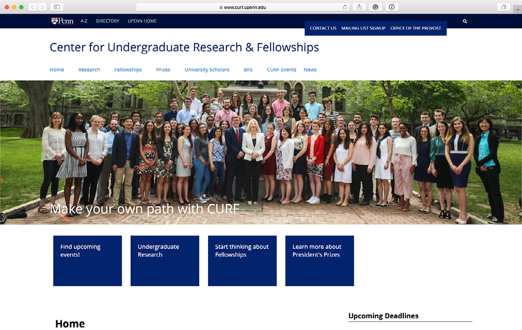 Site example a blue and white university site.